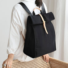 Load image into Gallery viewer, Black Canvas Folded Backpack Laptop Bag for Women

