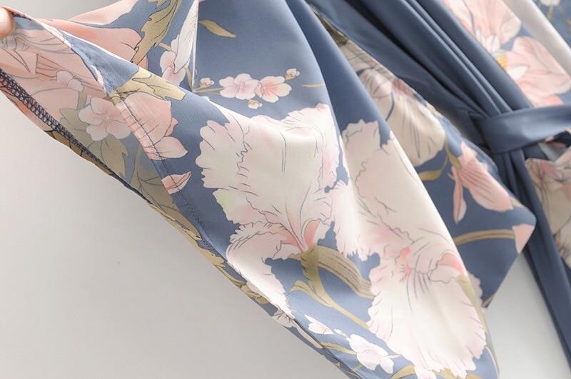 Boho Peacok Floral Print Kimono Robe Cover Up