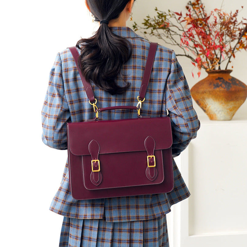 Classic Convertible Leather Backpack School Bag Satchel Briefcase Handbag
