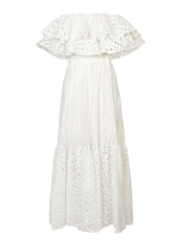 Load image into Gallery viewer, Off Shoulder High Waist Hollow Out Lace Midi Dress

