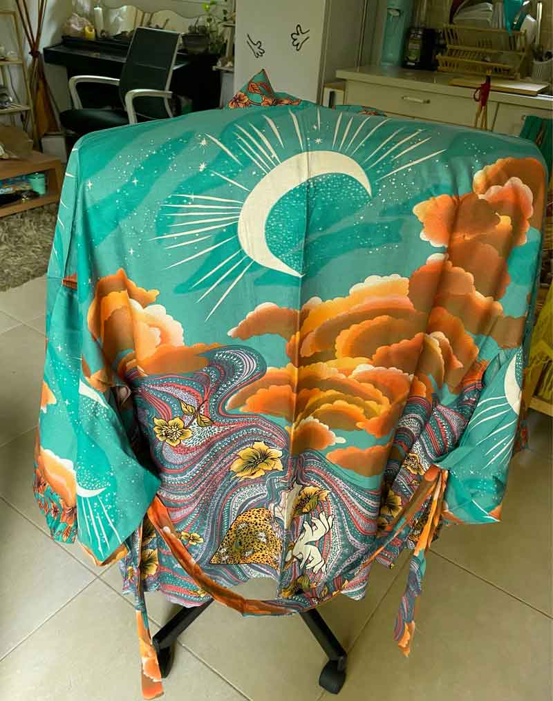 Boho Moon Light Kimono Robe Beach Cover up