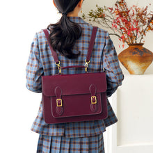 Load image into Gallery viewer, Black Classic Convertible Leather Backpack School Bag Satchel Briefcase Handbag
