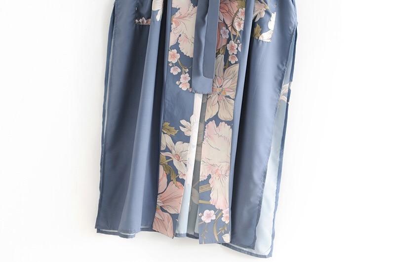 Boho Peacok Floral Print Kimono Robe Cover Up
