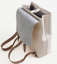 Load image into Gallery viewer, White Simper Large Leather Backpack School Bag
