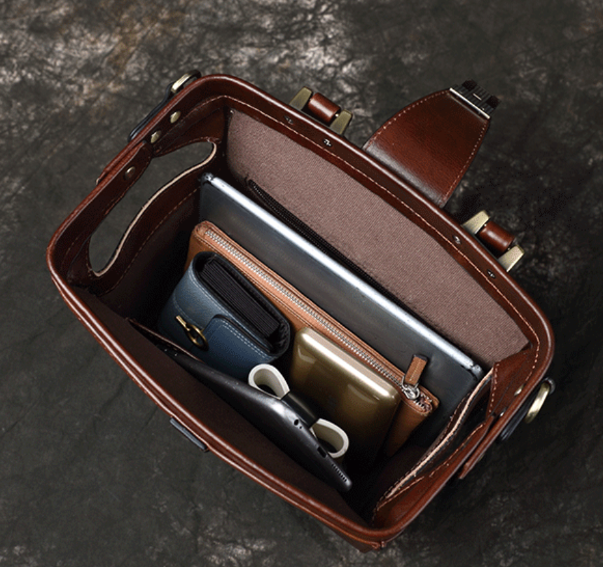 Small Leather Bag Doctor Bag Handbag Purse for Women