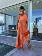 Load image into Gallery viewer, One Shoulder Asymmetrical Pleated Midi Dress
