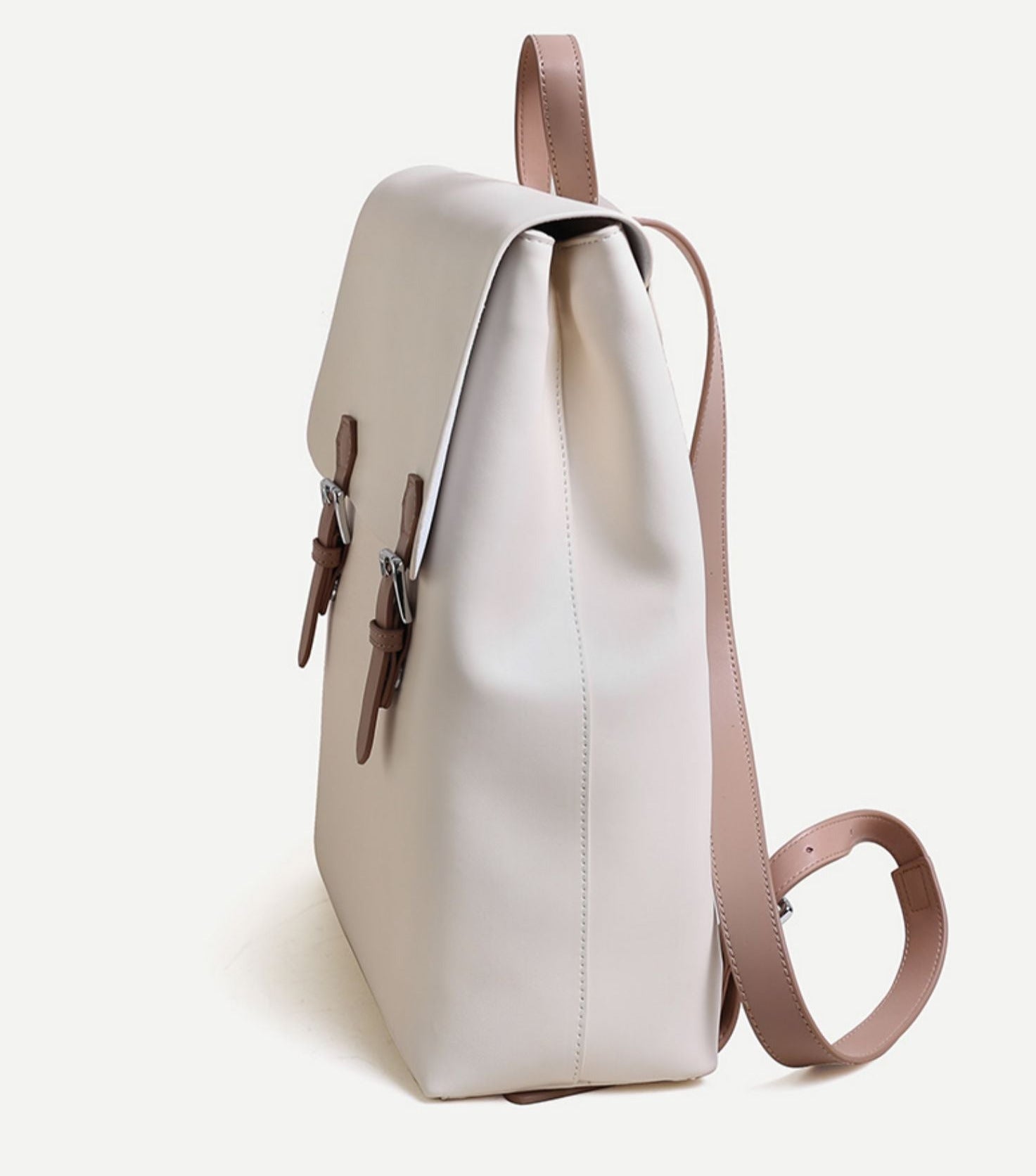 White Simper Large Leather Backpack School Bag