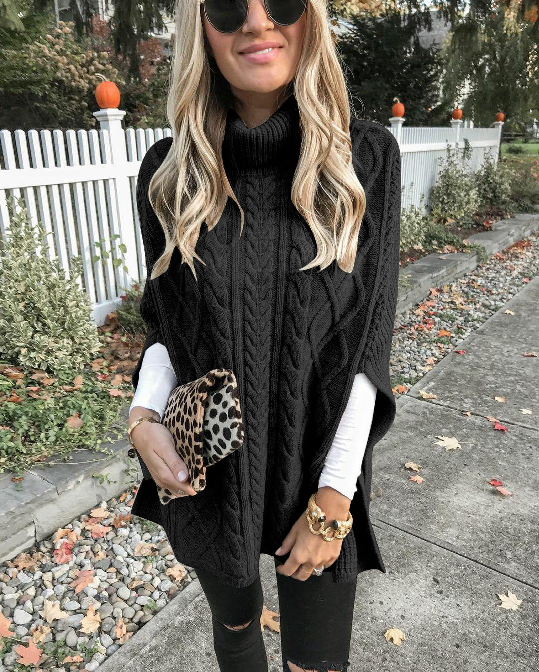 Casual Loose Solid Color Turtleneck Sweater