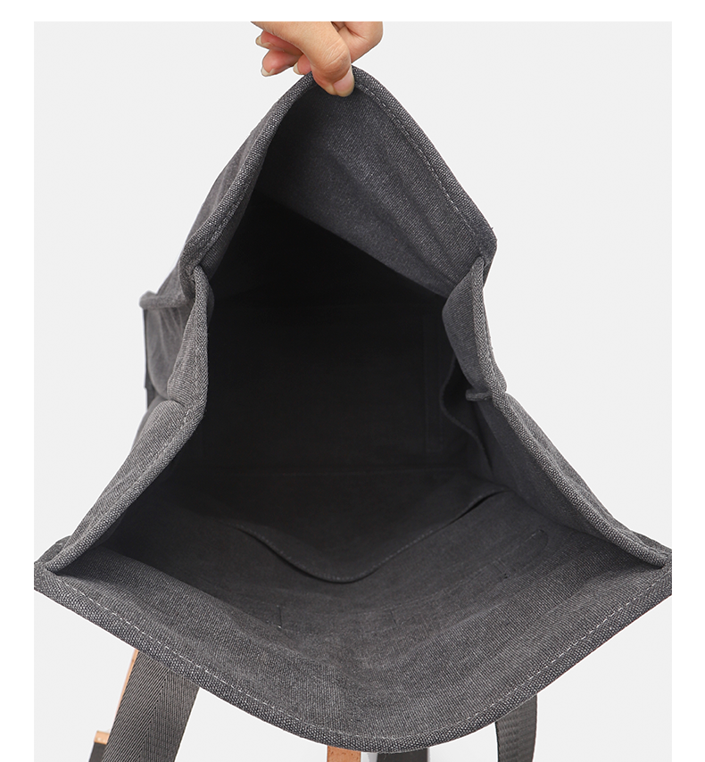 Black Canvas Folded Backpack Laptop Bag for Women