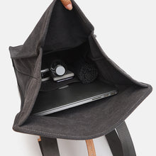 Load image into Gallery viewer, Black Canvas Folded Backpack Laptop Bag for Women
