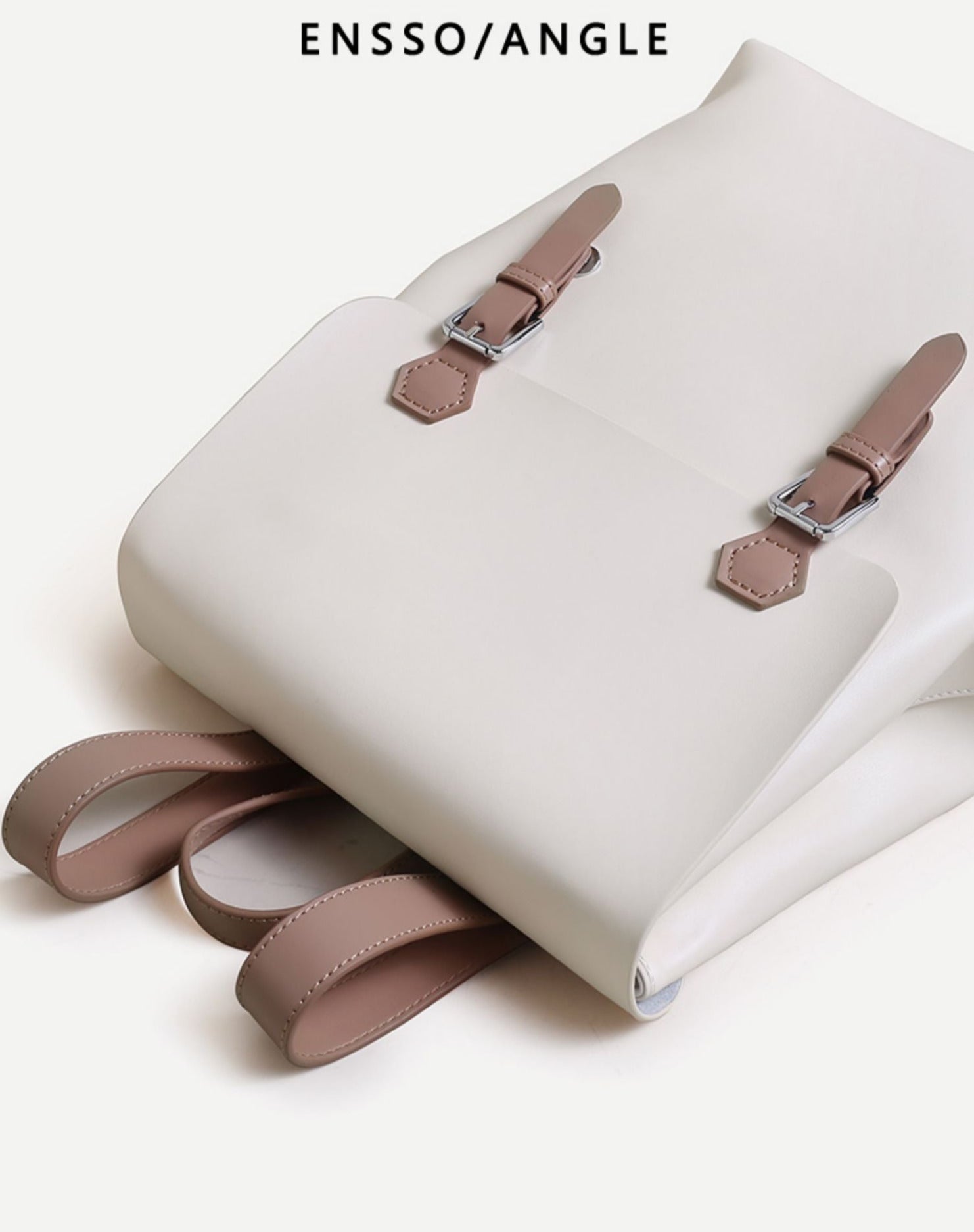 White Simper Large Leather Backpack School Bag