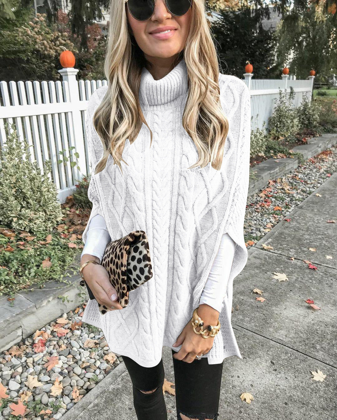 Casual Loose Solid Color Turtleneck Sweater