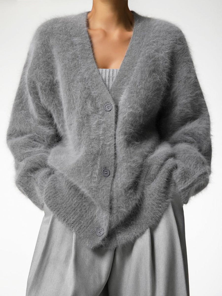 Loose Buttons Down Mohair Cardigan