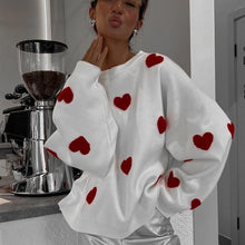 Load image into Gallery viewer, Cute Hearts Pullover Sweater Soft Cozy Loose Casual Warm Sweater
