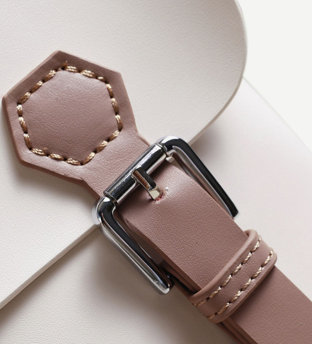 White Simper Large Leather Backpack School Bag