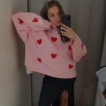 Load image into Gallery viewer, Cute Hearts Pullover Sweater Soft Cozy Loose Casual Warm Sweater
