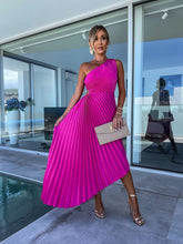 Load image into Gallery viewer, One Shoulder Asymmetrical Pleated Midi Dress
