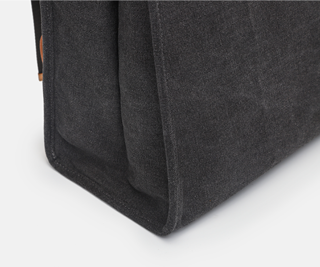 Black Canvas Folded Backpack Laptop Bag for Women