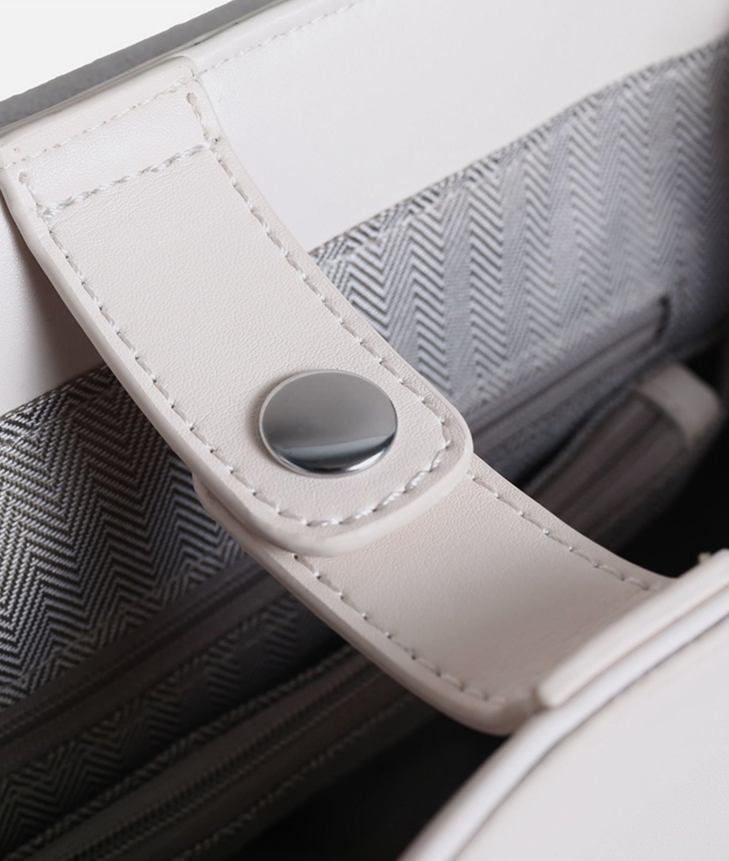 White Simper Large Leather Backpack School Bag