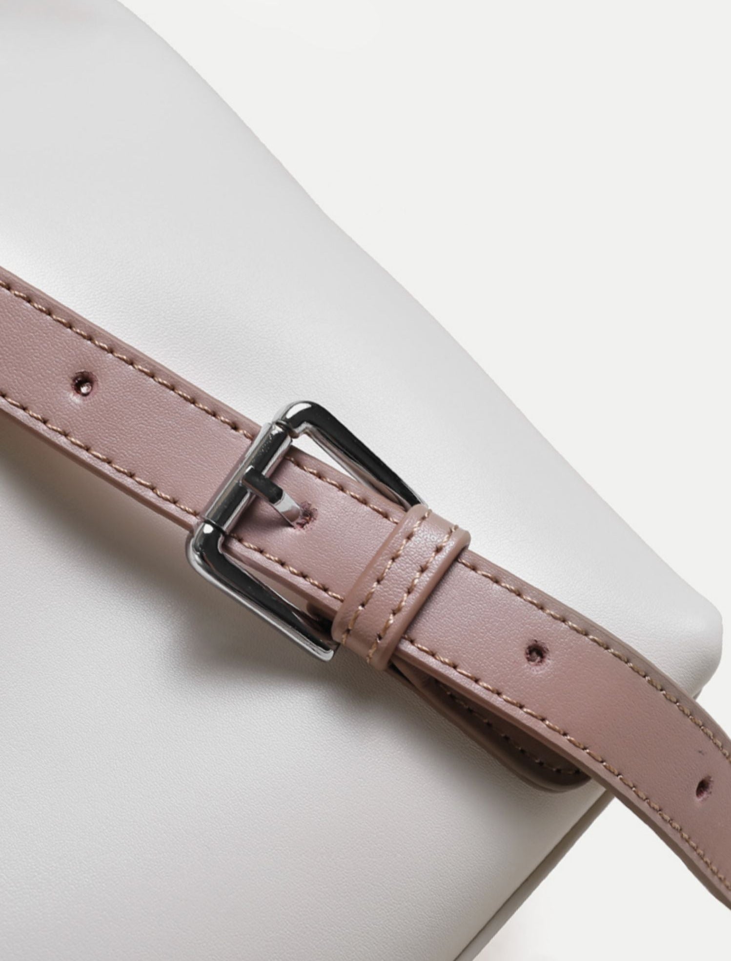 White Simper Large Leather Backpack School Bag