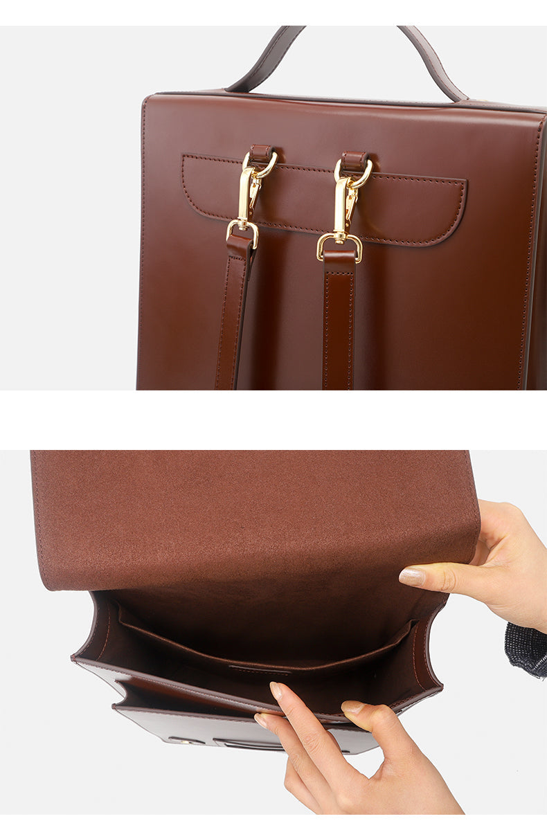 Black Classic Women Vertical Satchel Backpack Bag