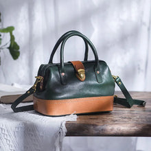 Load image into Gallery viewer, Women Leather Doctor Bag Color Block Weekend Daily Small Handbag Shoulder Bag
