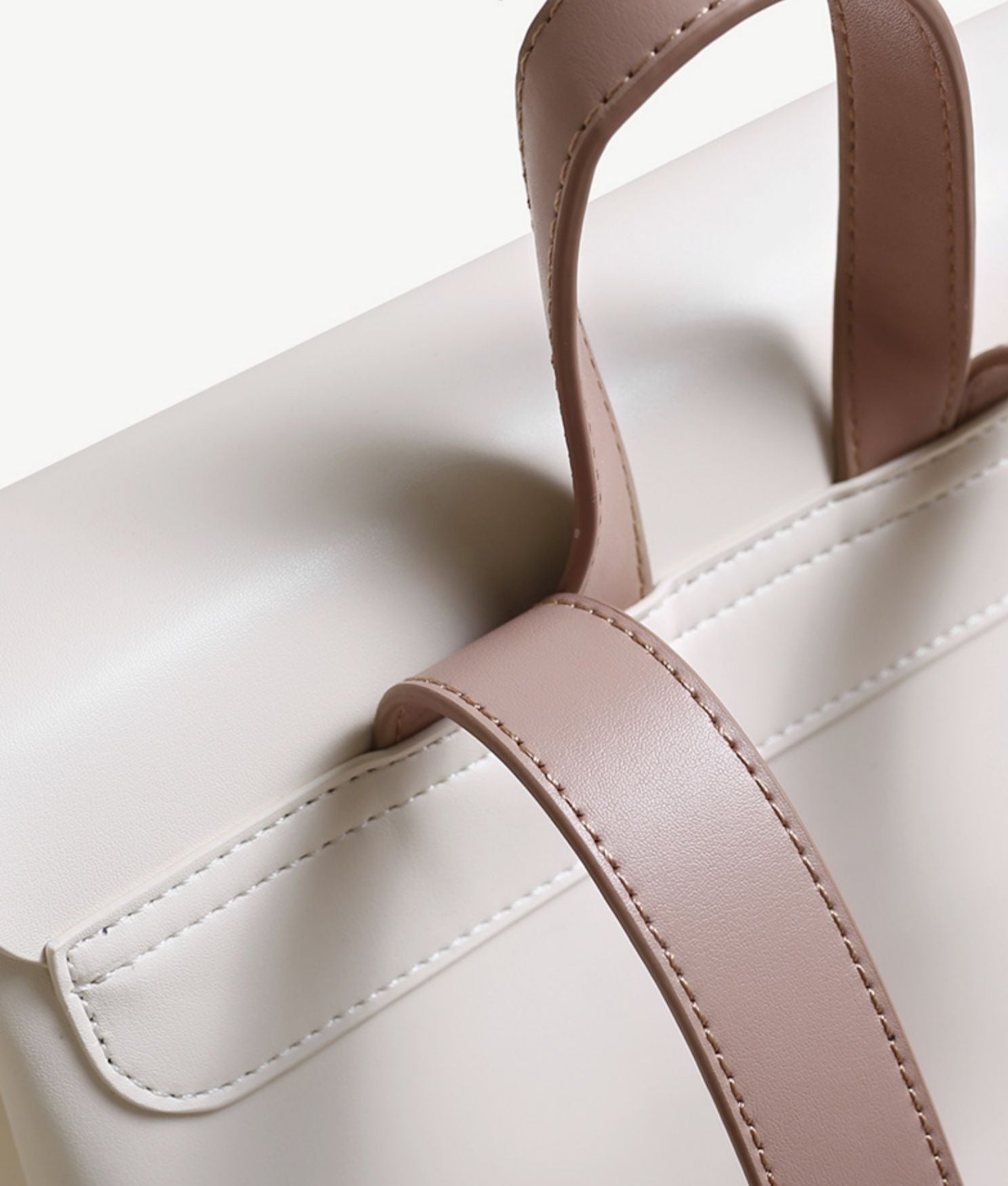 White Simper Large Leather Backpack School Bag