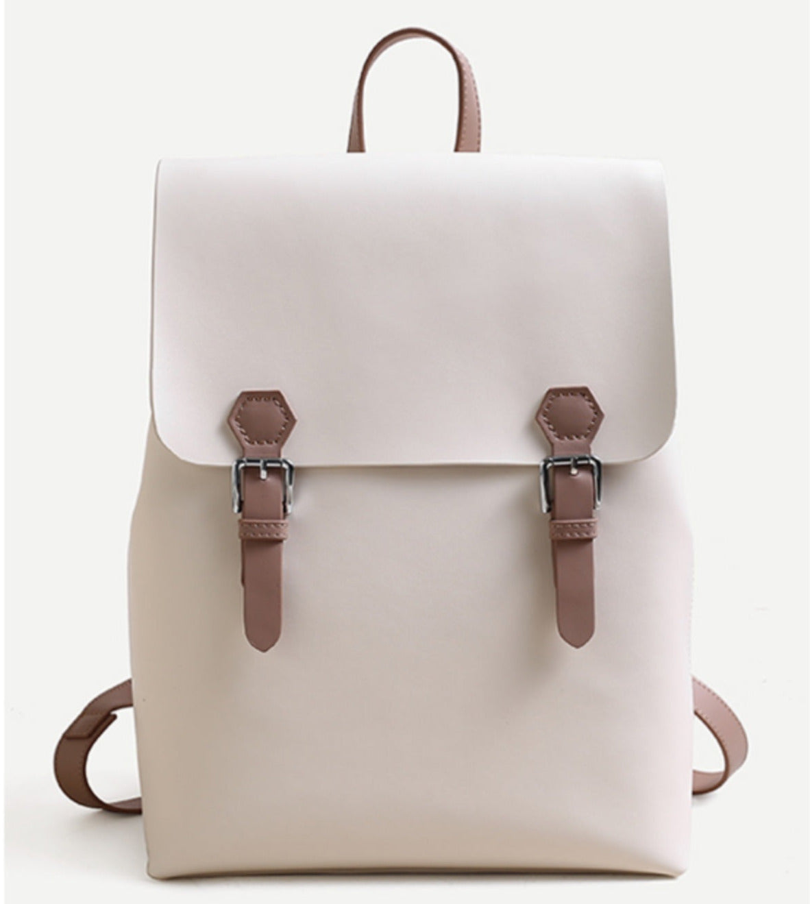 White Simper Large Leather Backpack School Bag