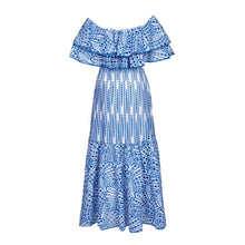 Load image into Gallery viewer, Off Shoulder High Waist Hollow Out Lace Midi Dress
