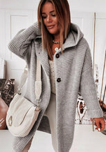 Load image into Gallery viewer, Buckle Hooded Collar Sweater Cardigan Outerwear
