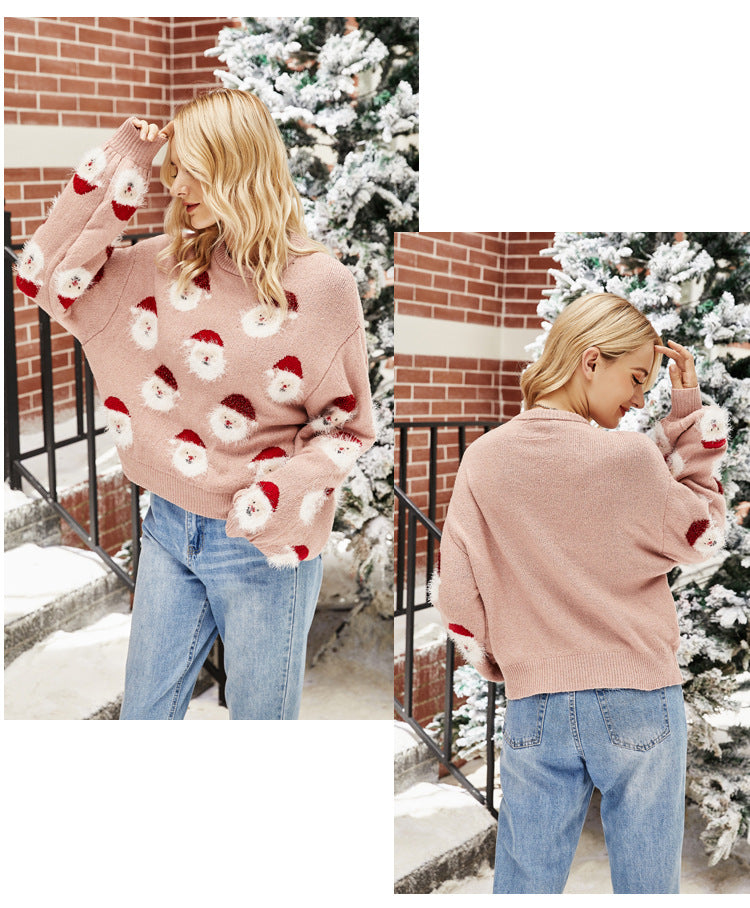 Christmas Santa Claus Pattern Pullover Sweaters Funny Ugly Christmas Sweater