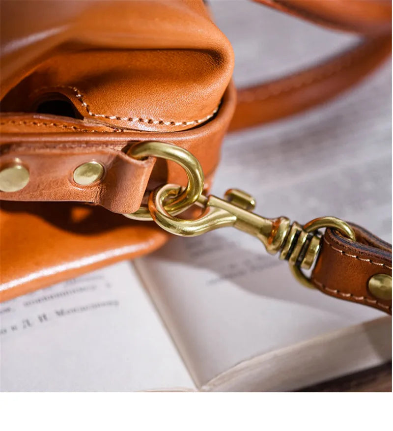 Women Leather Doctor Bag Color Block Weekend Daily Small Handbag Shoulder Bag