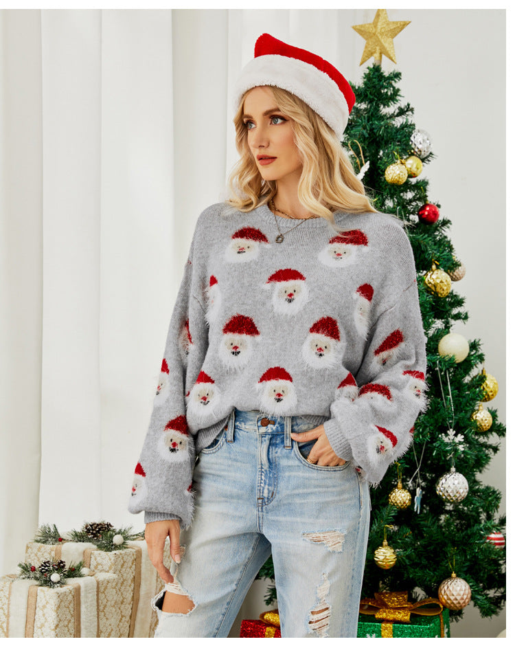 Christmas Santa Claus Pattern Pullover Sweaters Funny Ugly Christmas Sweater