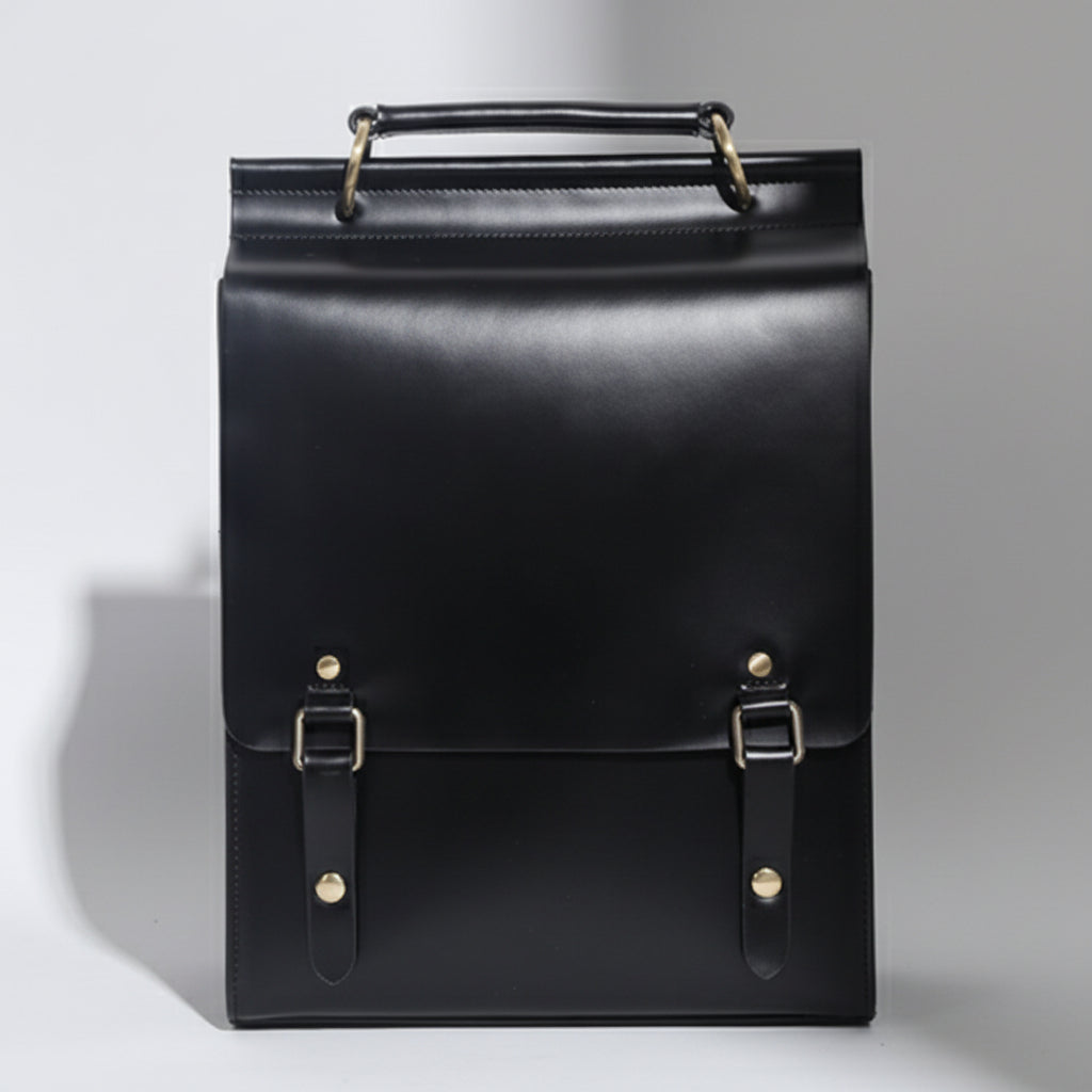 Black Classic Satchel Laptop Leather School Backpack for Women