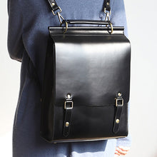 Load image into Gallery viewer, Black Classic Satchel Laptop Leather School Backpack for Women
