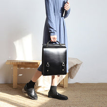 Load image into Gallery viewer, Black Classic Satchel Laptop Leather School Backpack for Women
