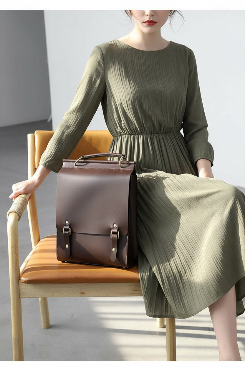 Classic Satchel Laptop Leather School Backpack for Women