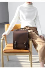 Load image into Gallery viewer, Black Classic Satchel Laptop Leather School Backpack for Women

