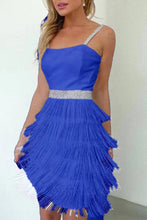 Load image into Gallery viewer, Sexy Sequins Straps Tassel Tiered Mini Party Dress
