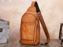 Load image into Gallery viewer, Full Grain Crossbody Chest Leather Sling Bag
