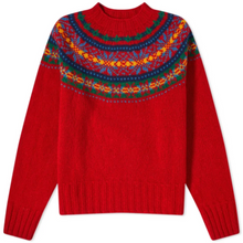 Load image into Gallery viewer, Red Jacquard Loose Pullover Crew Neck Sweater
