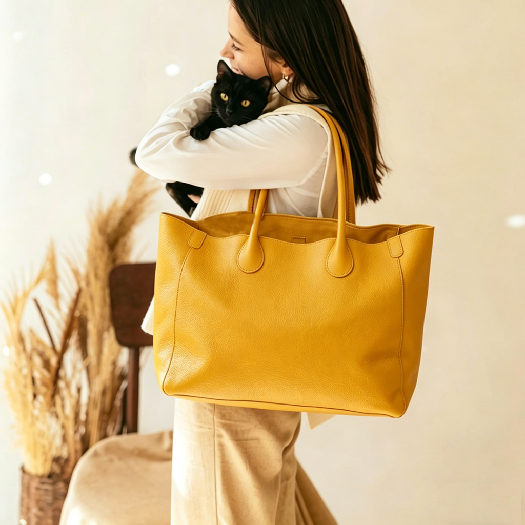 Oversized Large Classic Top Grain Leather Tote Bag