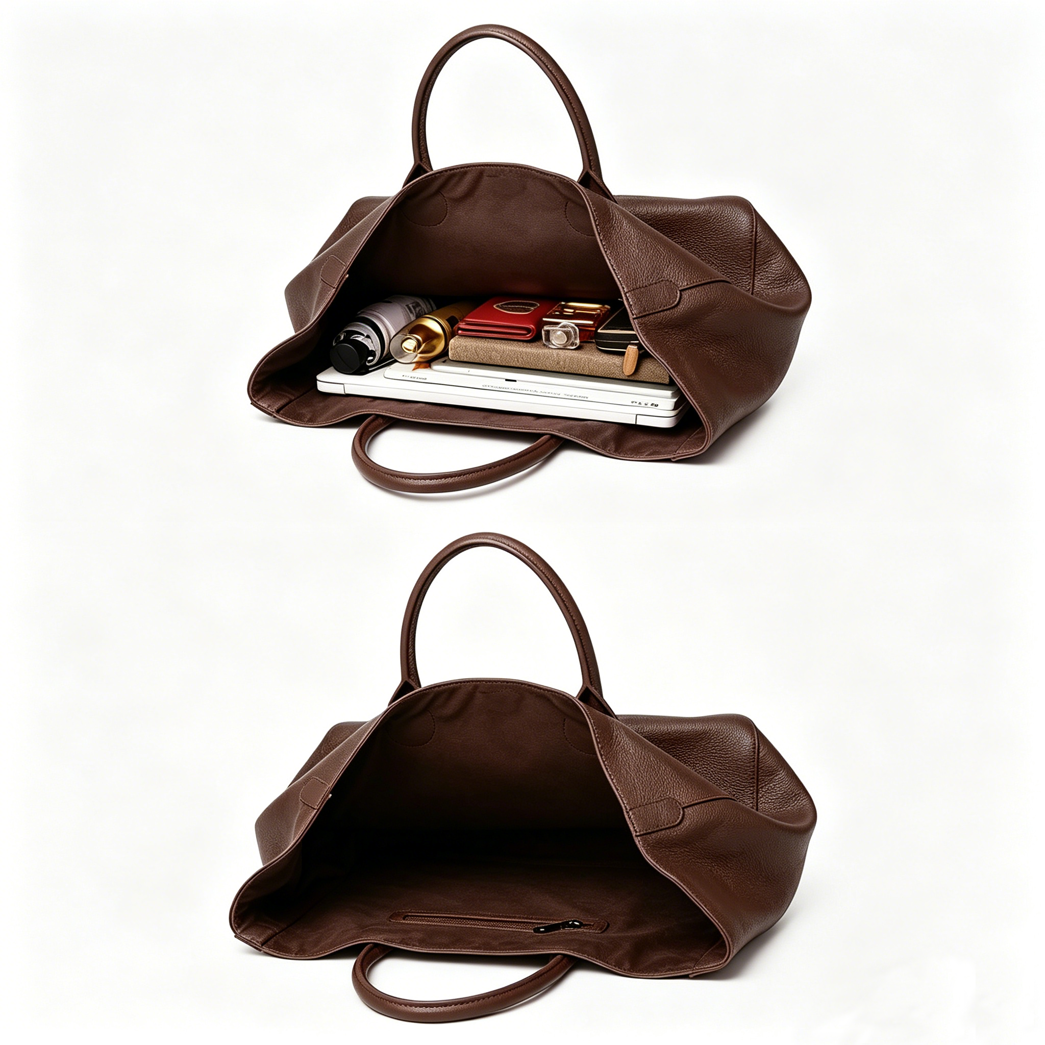 Brown Oversized Large Classic Top Grain Leather Tote Bag