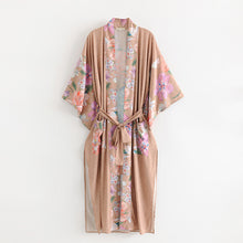 Load image into Gallery viewer, Boho Peacok Floral Print Kimono Robe Cover Up
