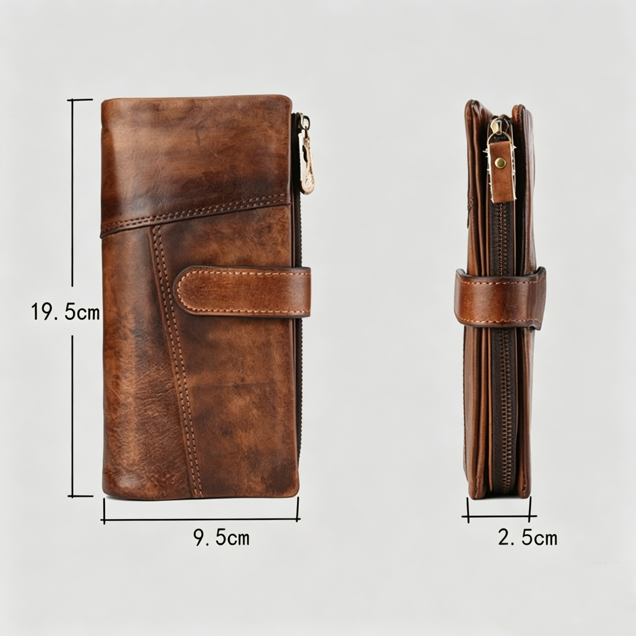 Personalized Wallet Full Grain Leather Wallet Distressed Trifold Purse Anniversary Gift  For Women