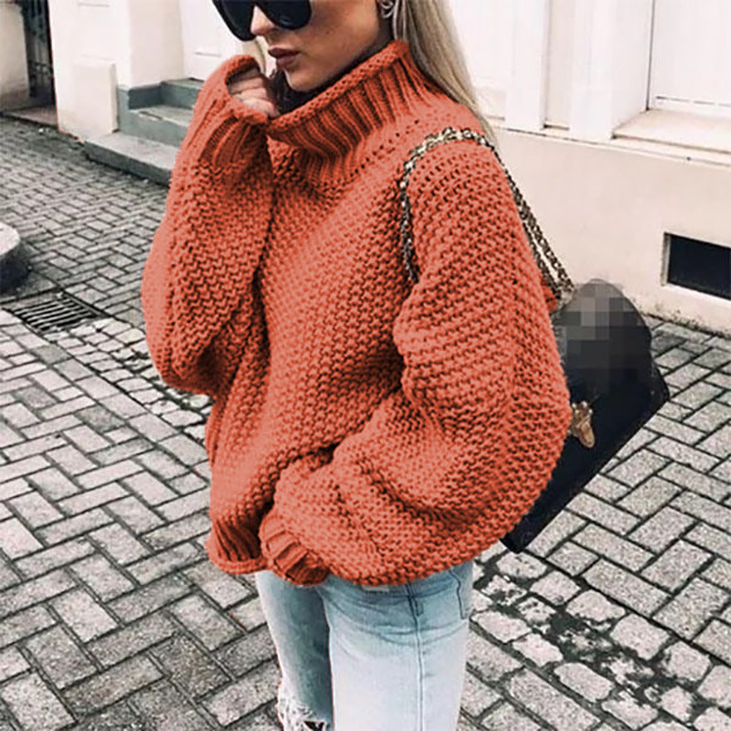 Casual Solid Long Sleeves Turtleneck Sweater