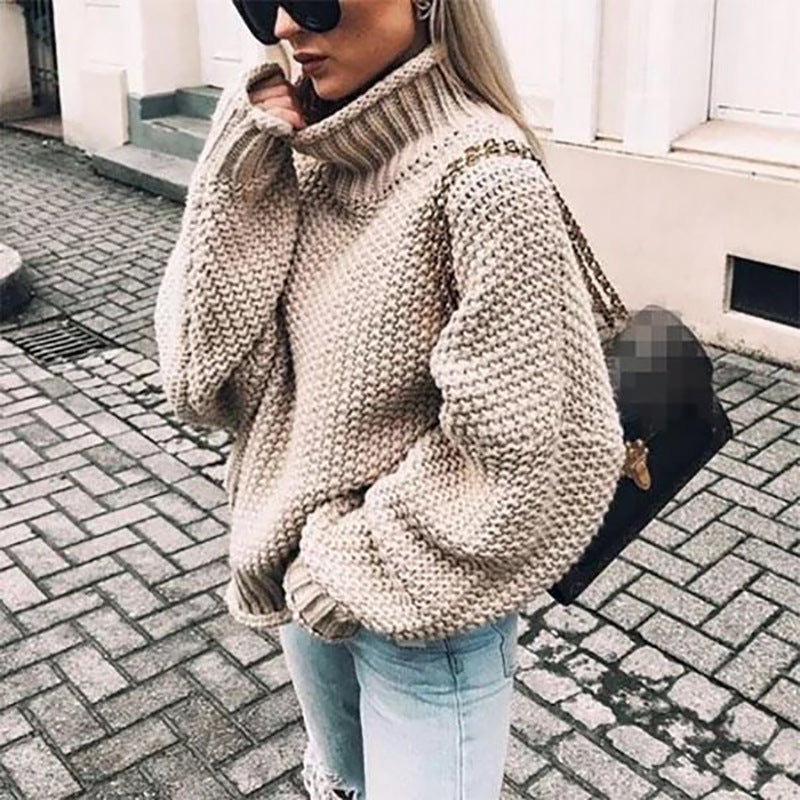 Casual Solid Long Sleeves Turtleneck Sweater