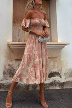 Load image into Gallery viewer, Sexy Floral Ruffle Off Shoulder Midi Dress
