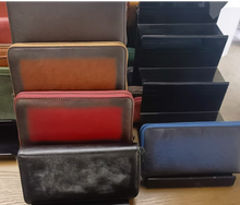 Load image into Gallery viewer, Handmade Long Leather Wallet Purse Large Capcity Multi Cards Zipper Soft Clutch for Women
