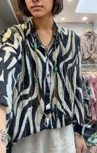 Load image into Gallery viewer, Classic Black and White Zebra Print Beadings Long Sleeve Shirt
